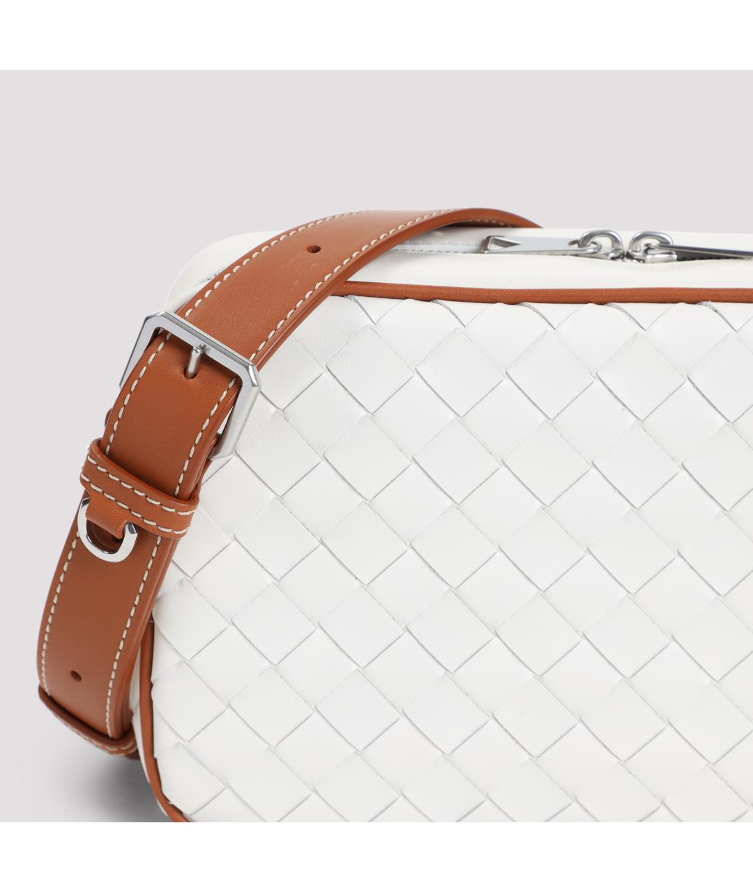 BOTTEGA VENETA Белая кожаная сумка на плечо, фото 5