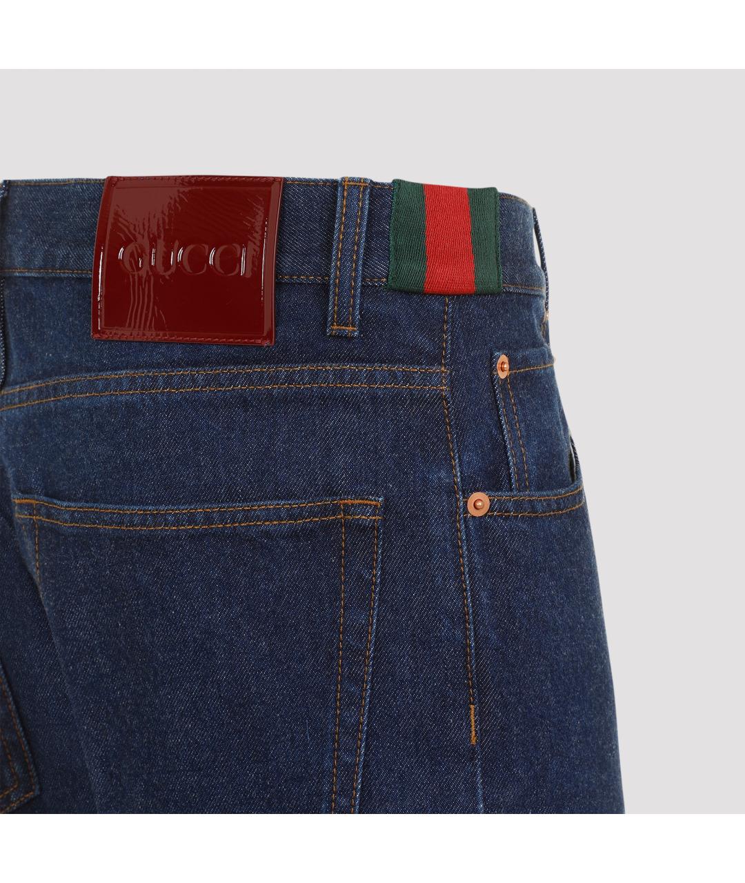 GUCCI Синие хлопковые прямые джинсы, фото 5