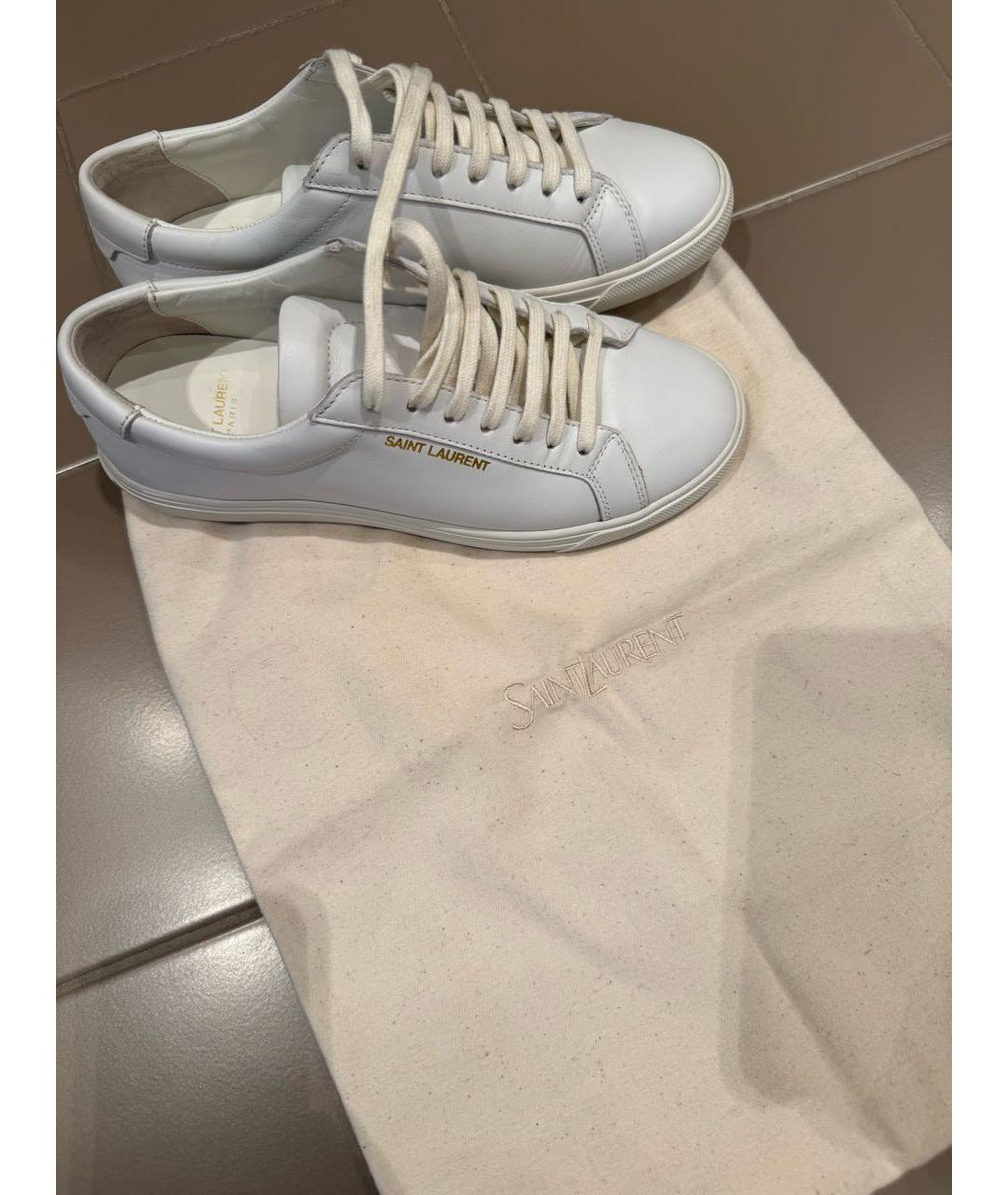 SAINT LAURENT Белые кожаные кеды, фото 6