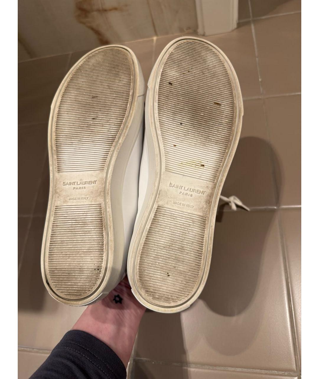 SAINT LAURENT Белые кожаные кеды, фото 5
