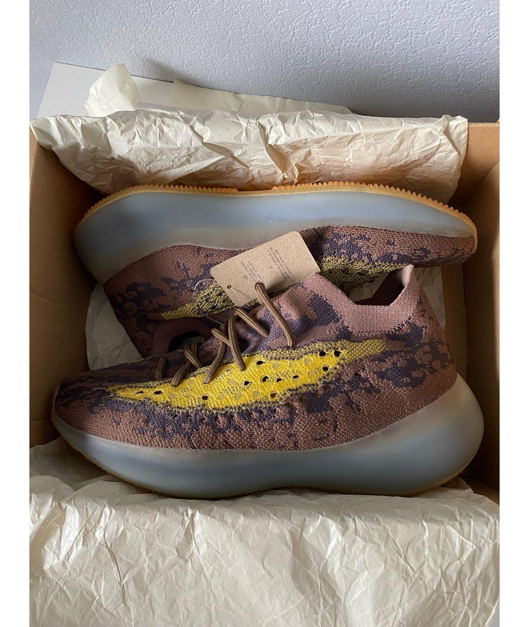 ADIDAS YEEZY Коричневые текстильные кроссовки, фото 2