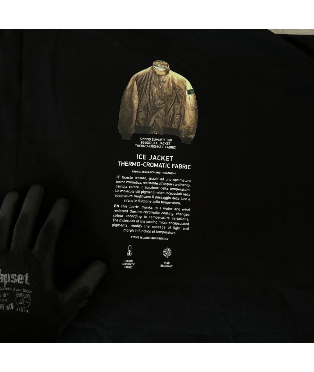 STONE ISLAND Черная хлопковая футболка, фото 3