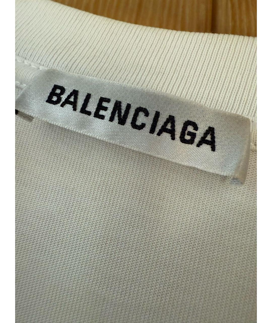 BALENCIAGA Белая хлопковая футболка, фото 4