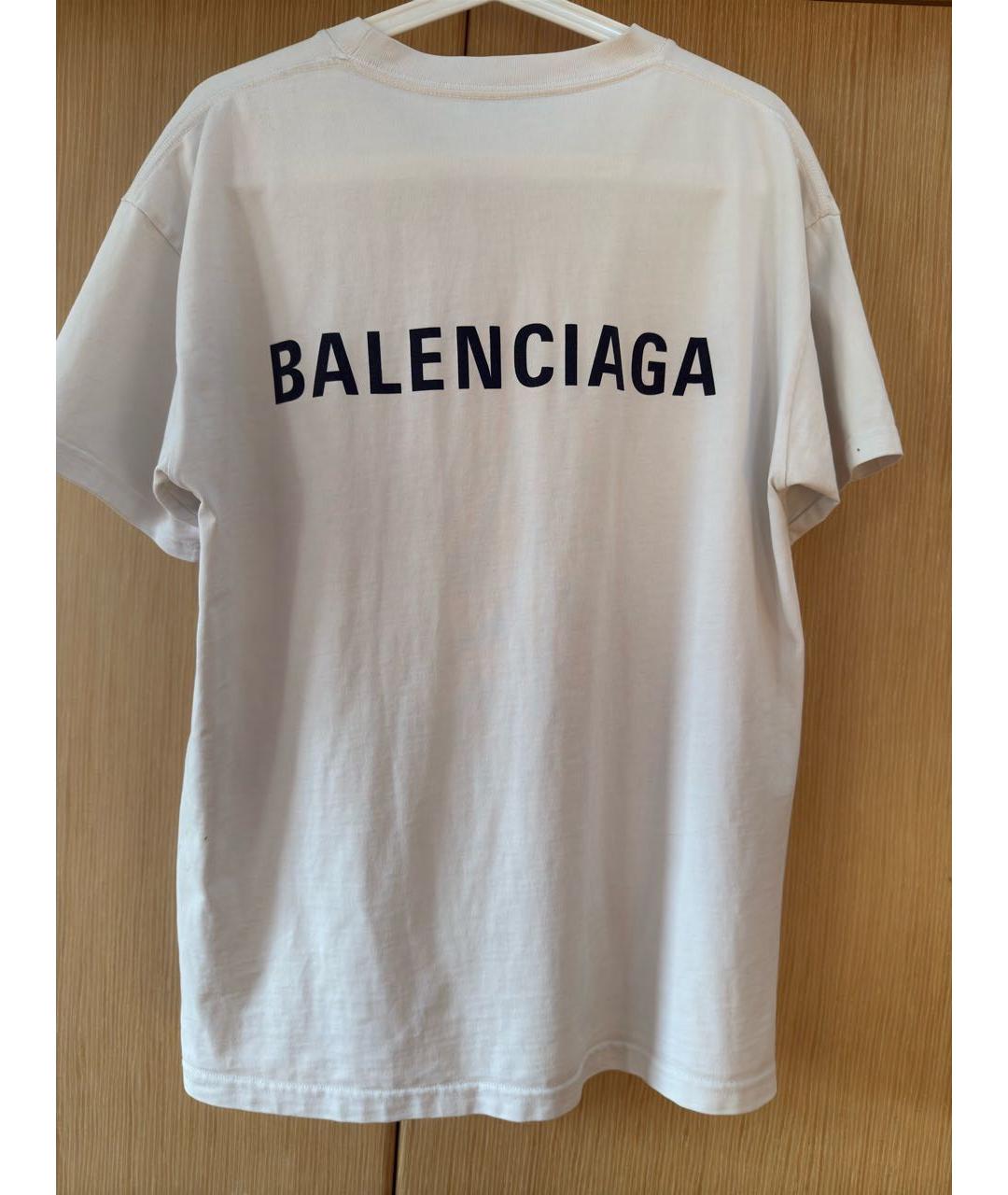 BALENCIAGA Белая хлопковая футболка, фото 2
