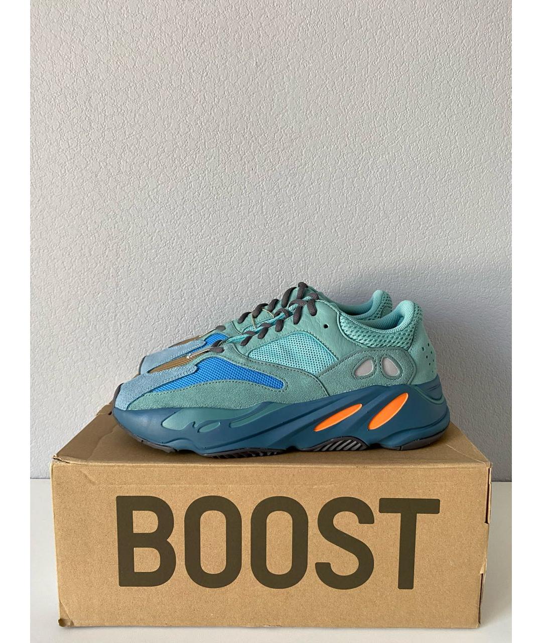 ADIDAS YEEZY Бирюзовые замшевые кроссовки, фото 3