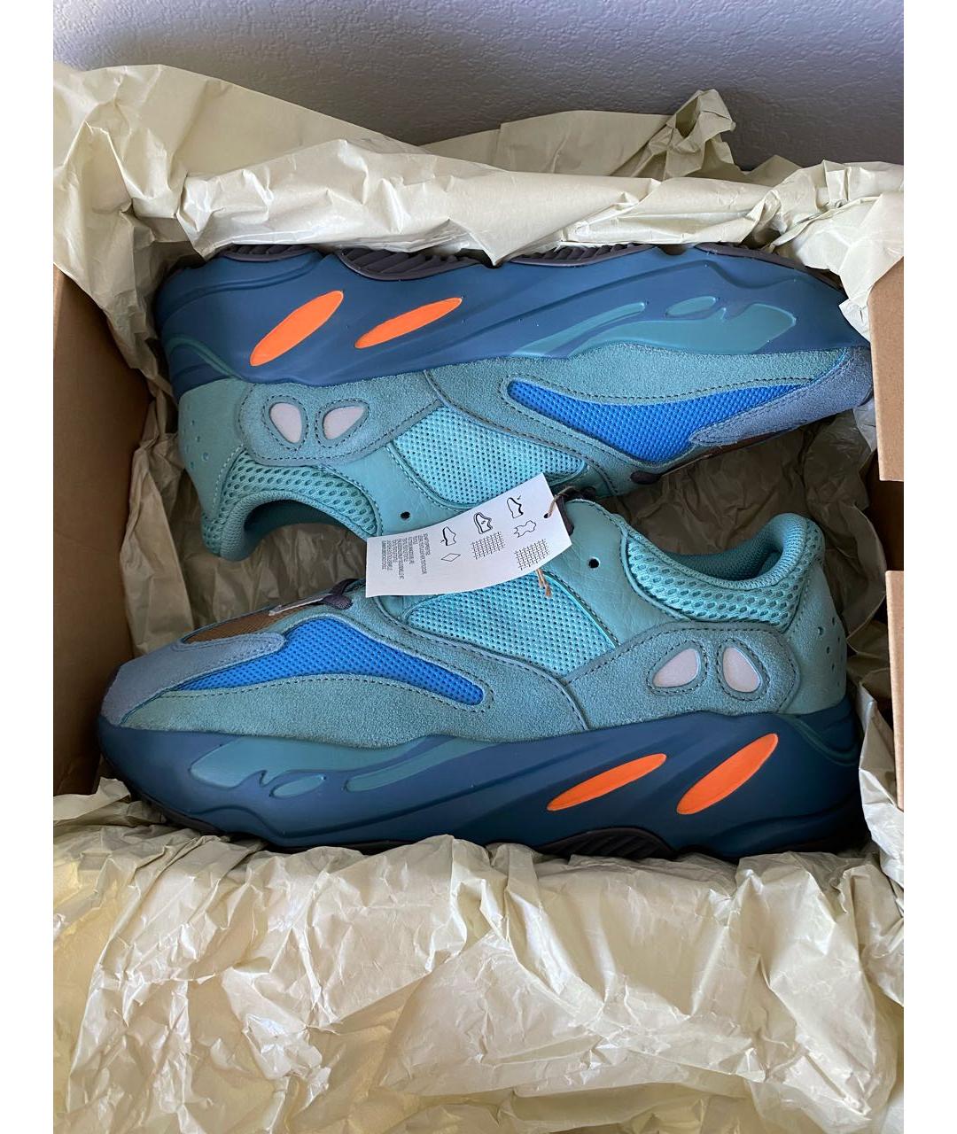 ADIDAS YEEZY Бирюзовые замшевые кроссовки, фото 2