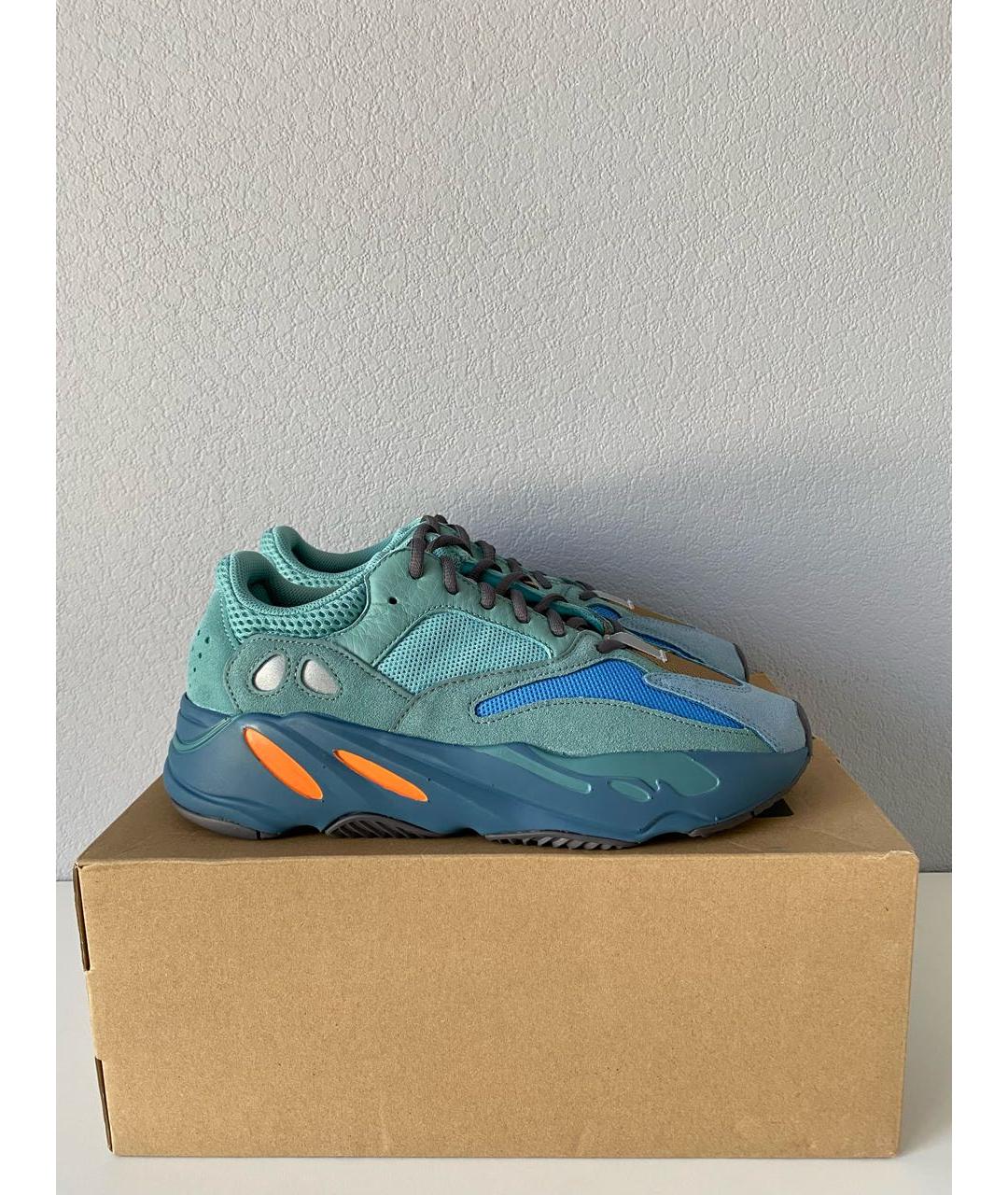 ADIDAS YEEZY Бирюзовые замшевые кроссовки, фото 4