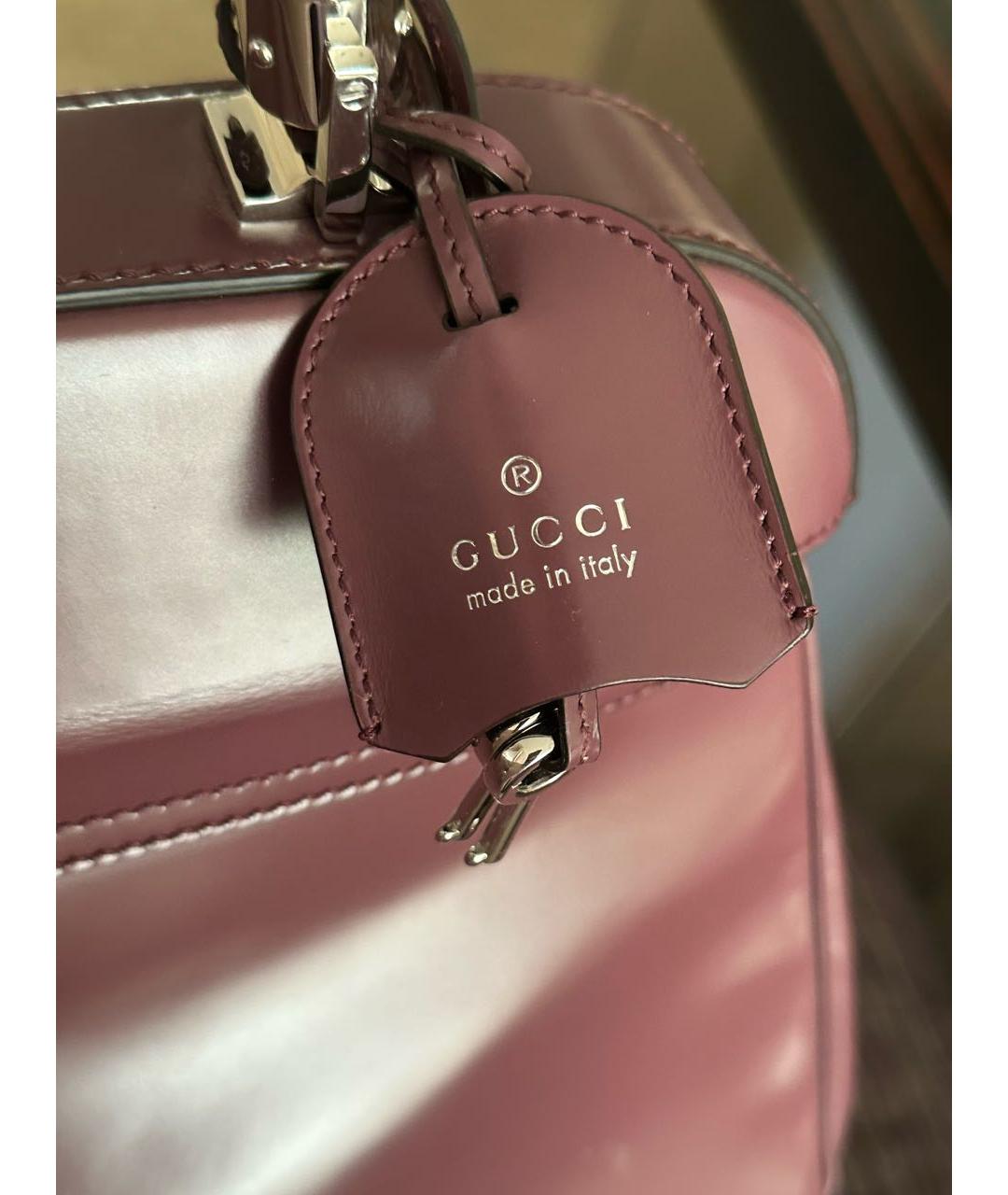 GUCCI Бордовая кожаная сумка с короткими ручками, фото 5
