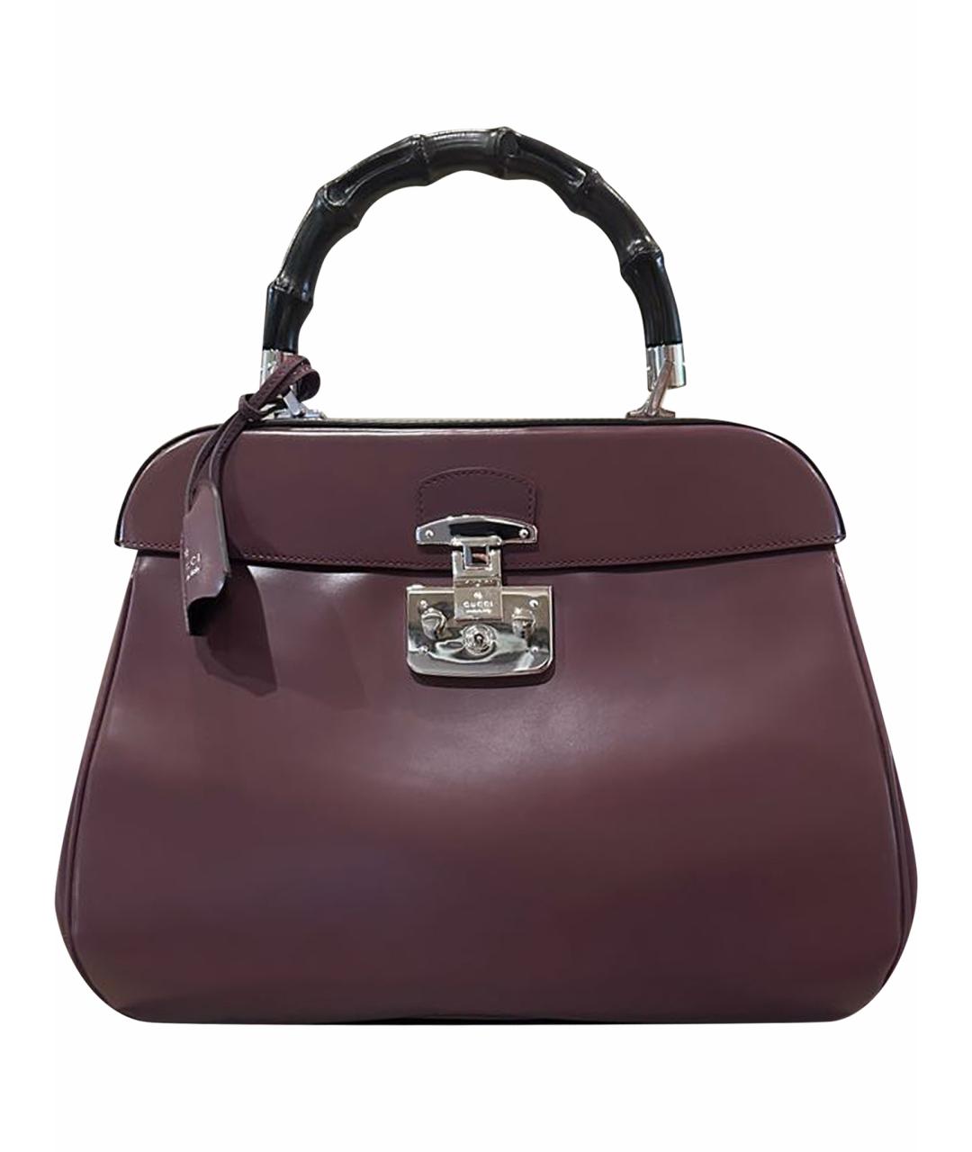 GUCCI Бордовая кожаная сумка с короткими ручками, фото 1
