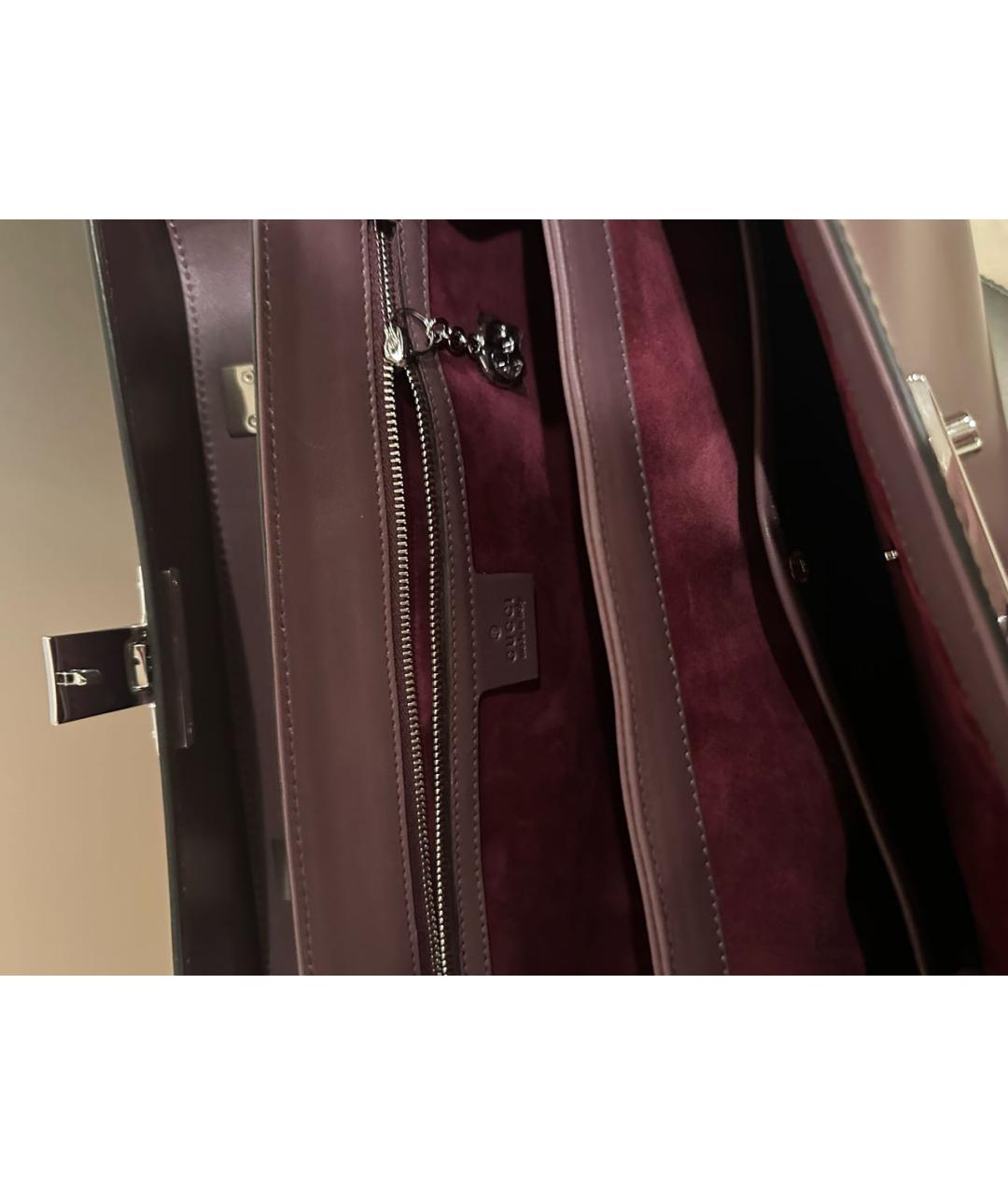 GUCCI Бордовая кожаная сумка с короткими ручками, фото 4