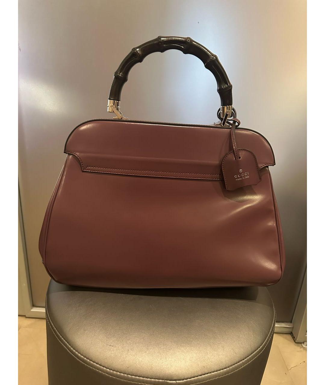 GUCCI Бордовая кожаная сумка с короткими ручками, фото 3