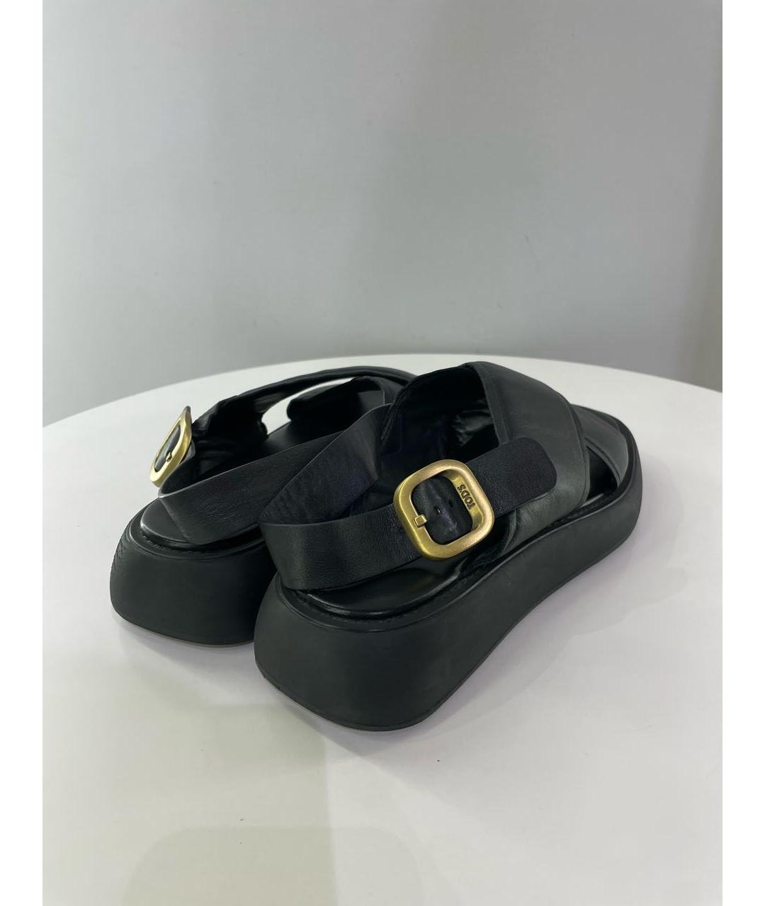 TOD'S Черные кожаные сандалии, фото 4