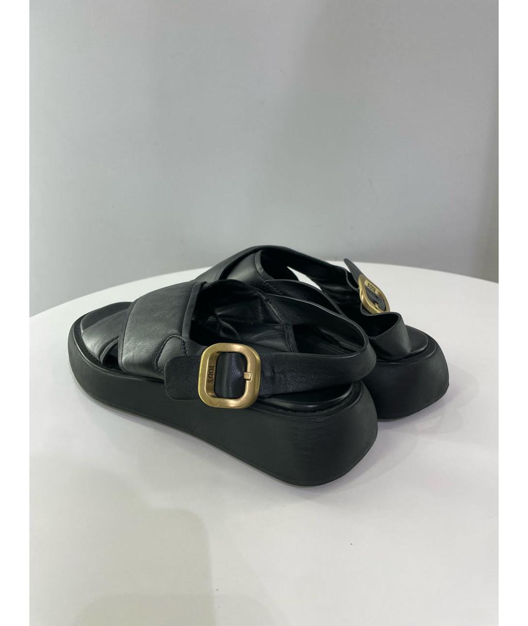 TOD'S Черные кожаные сандалии, фото 5