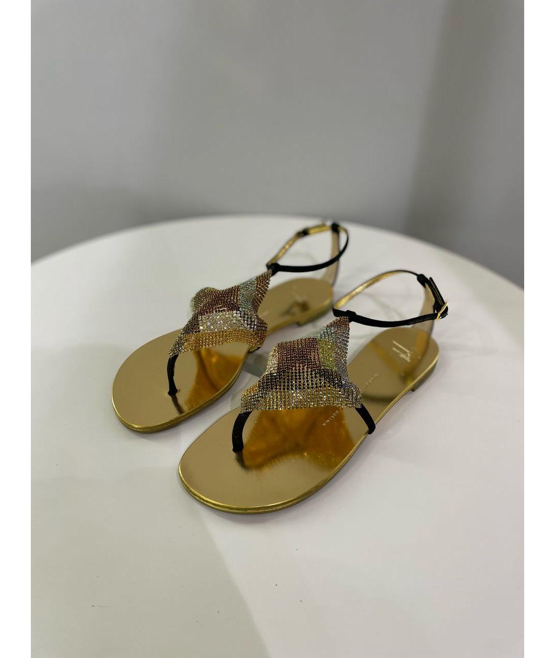 GIUSEPPE ZANOTTI DESIGN Золотые кожаные сандалии, фото 2