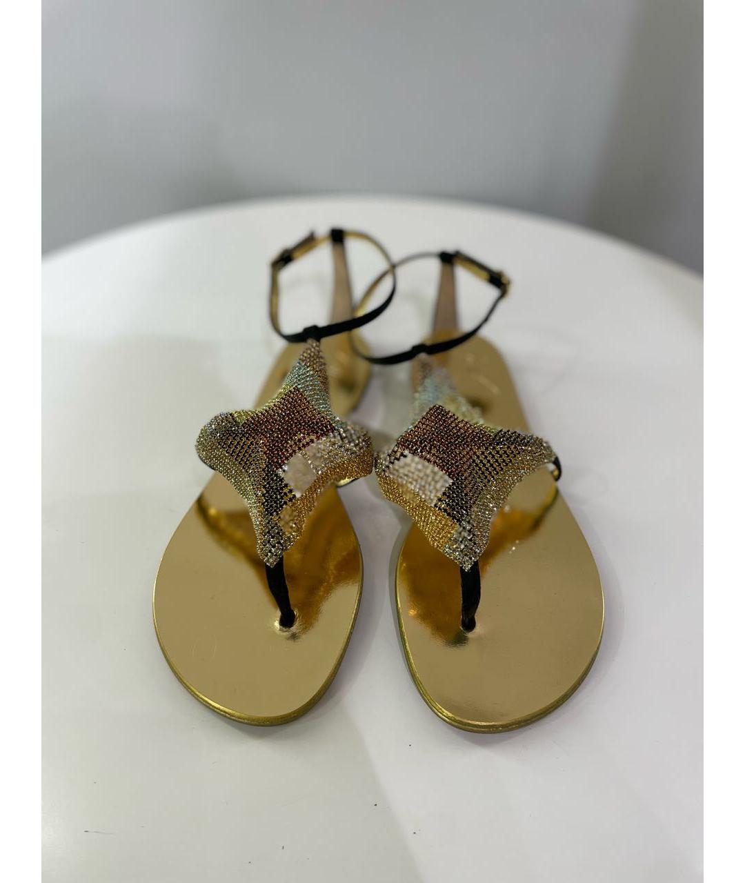 GIUSEPPE ZANOTTI DESIGN Золотые кожаные сандалии, фото 3