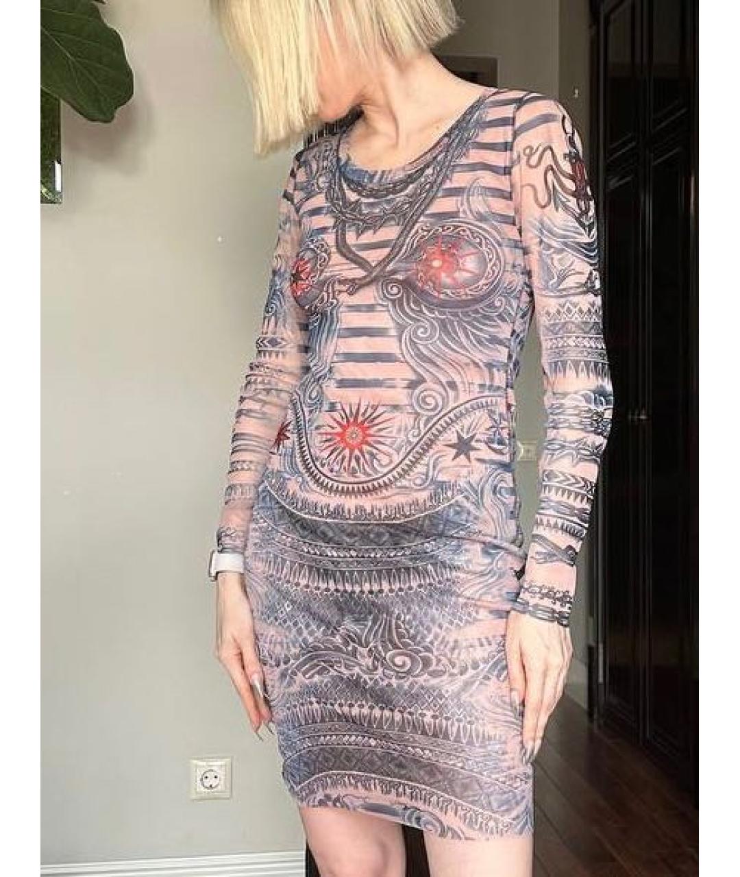 JEAN PAUL GAULTIER Синее сетчатое повседневное платье, фото 3
