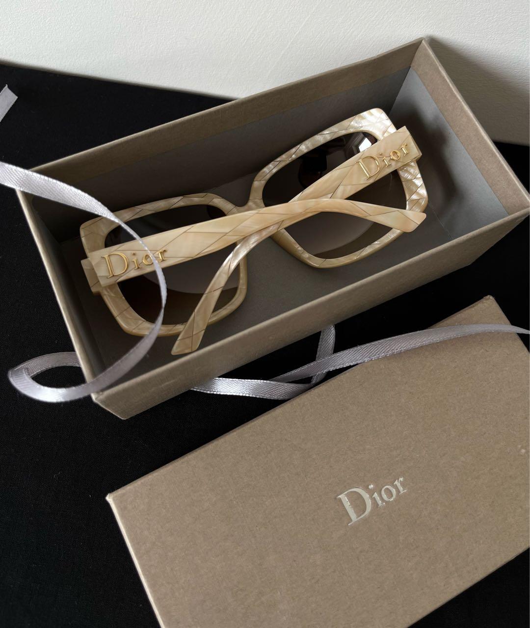 CHRISTIAN DIOR Бежевые пластиковые солнцезащитные очки, фото 5