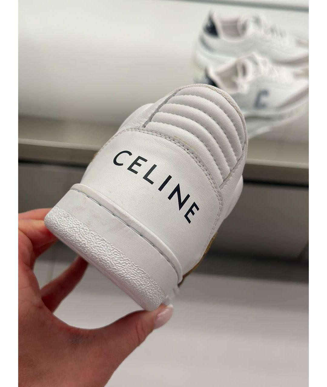 CELINE Белые кожаные кроссовки, фото 4