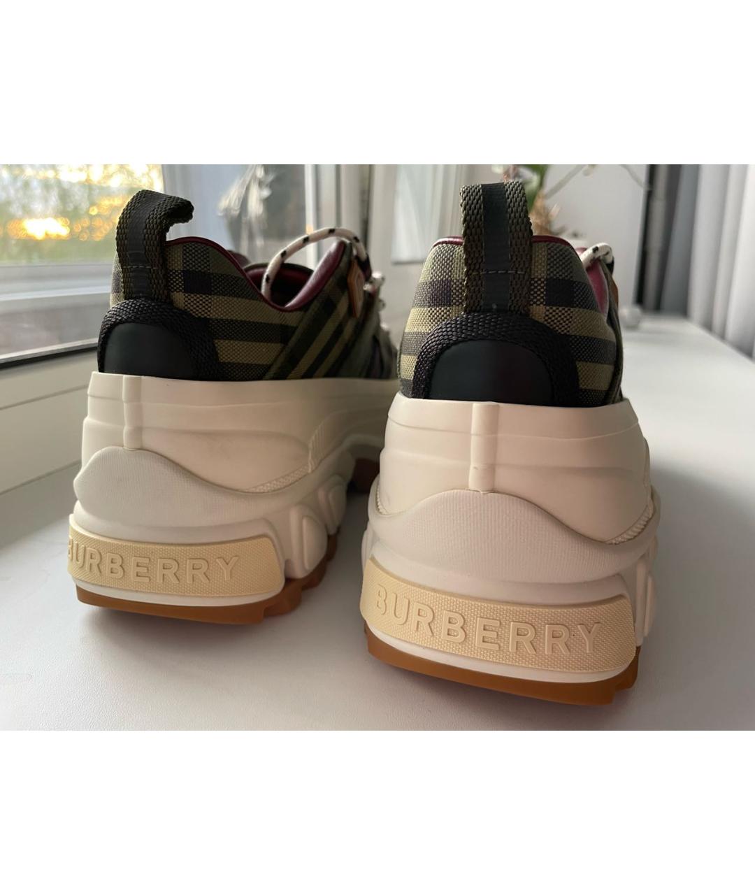 BURBERRY Хаки текстильные низкие кроссовки / кеды, фото 4