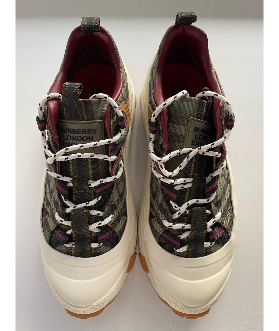 BURBERRY Хаки текстильные низкие кроссовки / кеды, фото 5