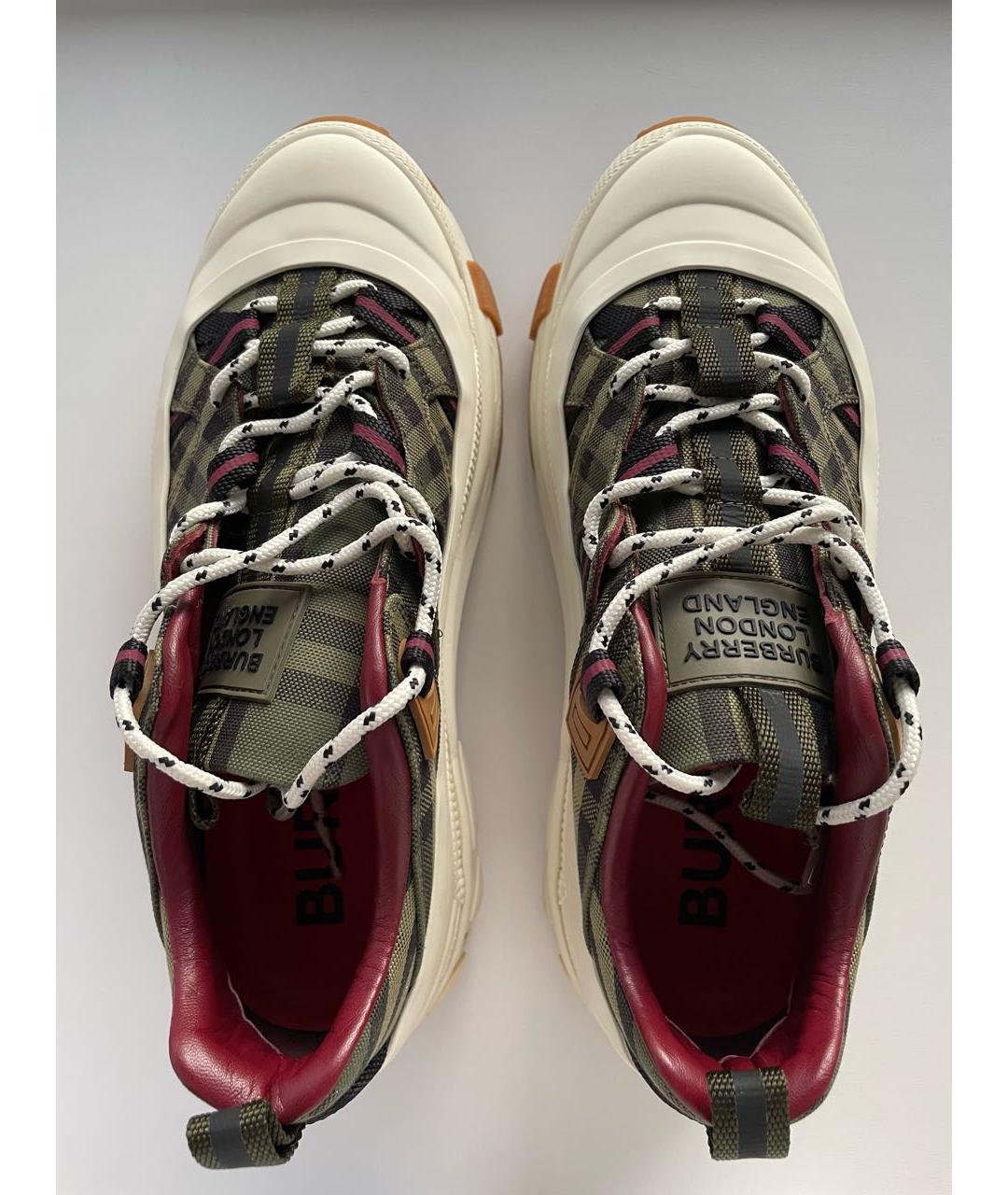 BURBERRY Хаки текстильные низкие кроссовки / кеды, фото 3