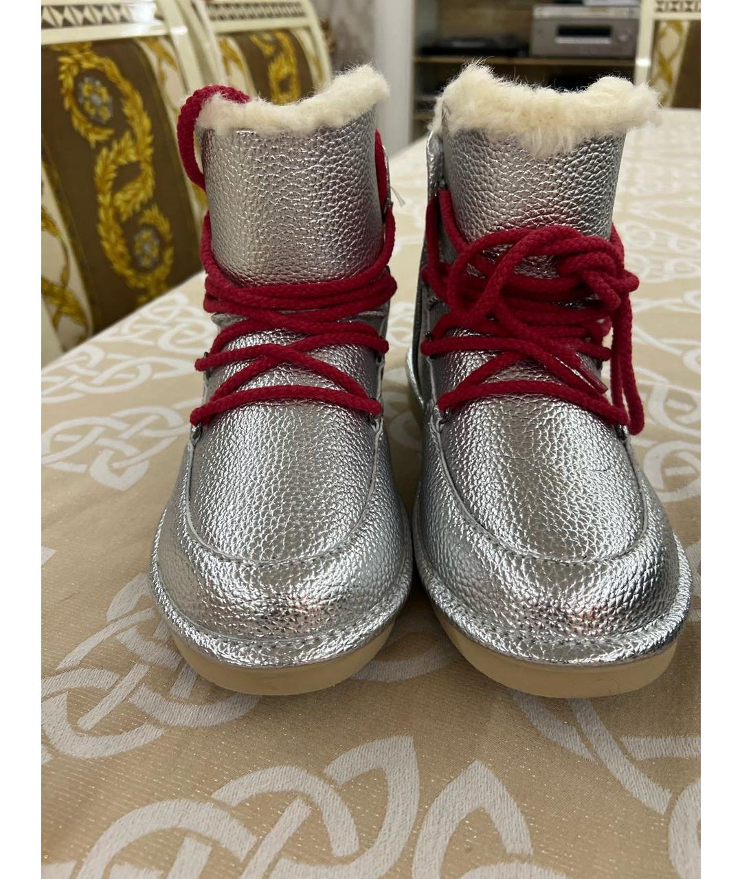 UGG AUSTRALIA Серебряные кожаные полусапоги, фото 2