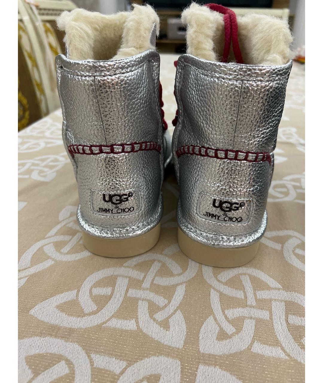 UGG AUSTRALIA Серебряные кожаные полусапоги, фото 4