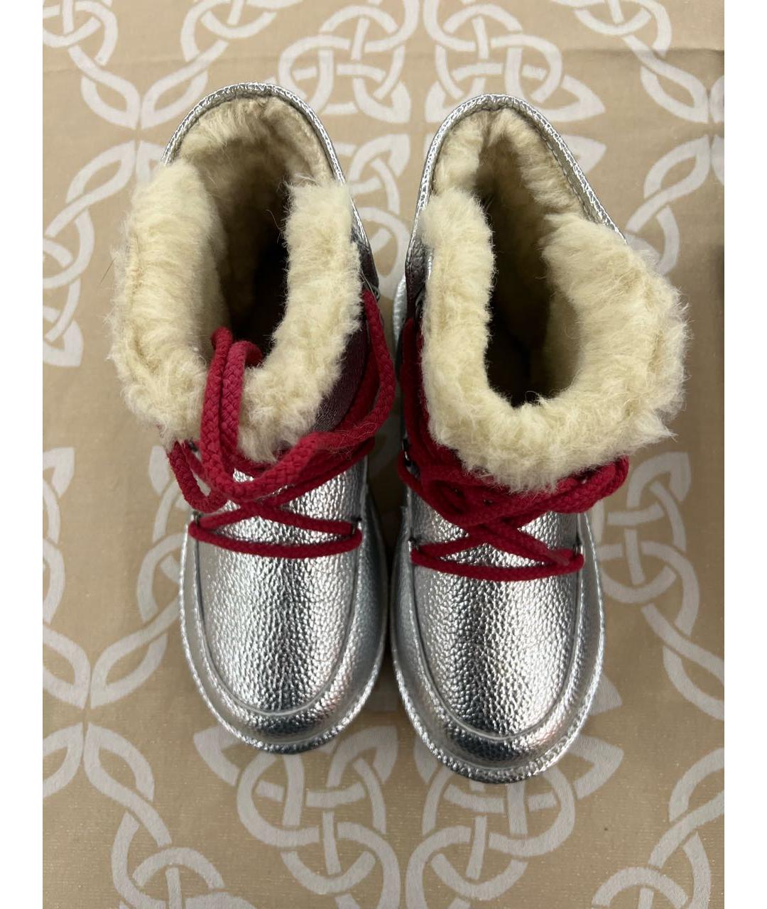 UGG AUSTRALIA Серебряные кожаные полусапоги, фото 3