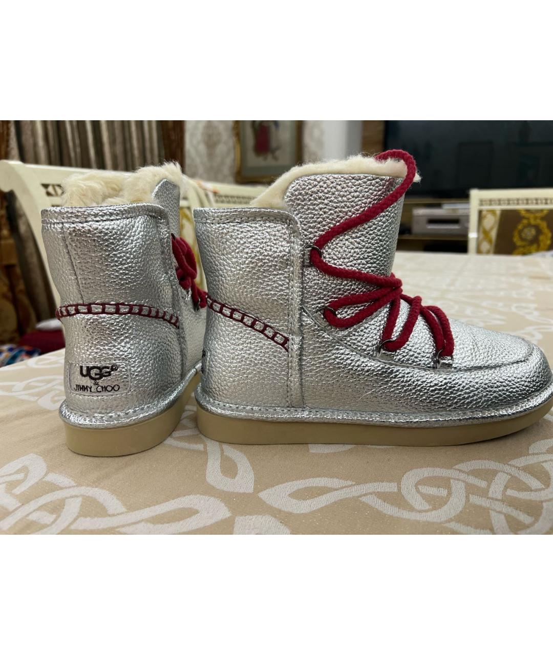 UGG AUSTRALIA Серебряные кожаные полусапоги, фото 8