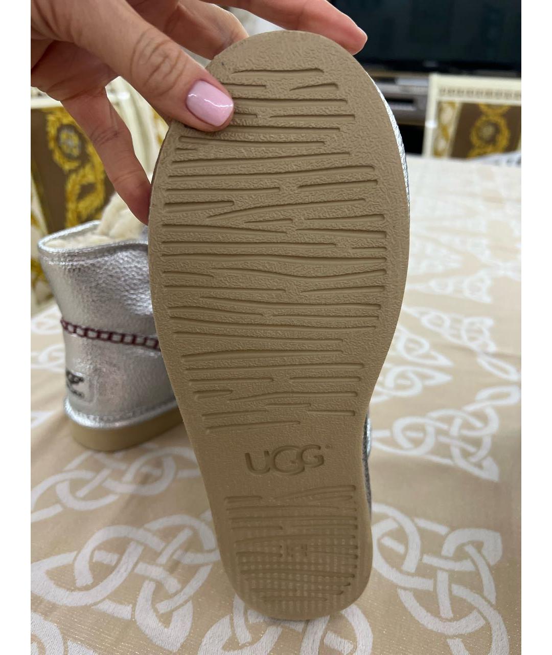 UGG AUSTRALIA Серебряные кожаные полусапоги, фото 6