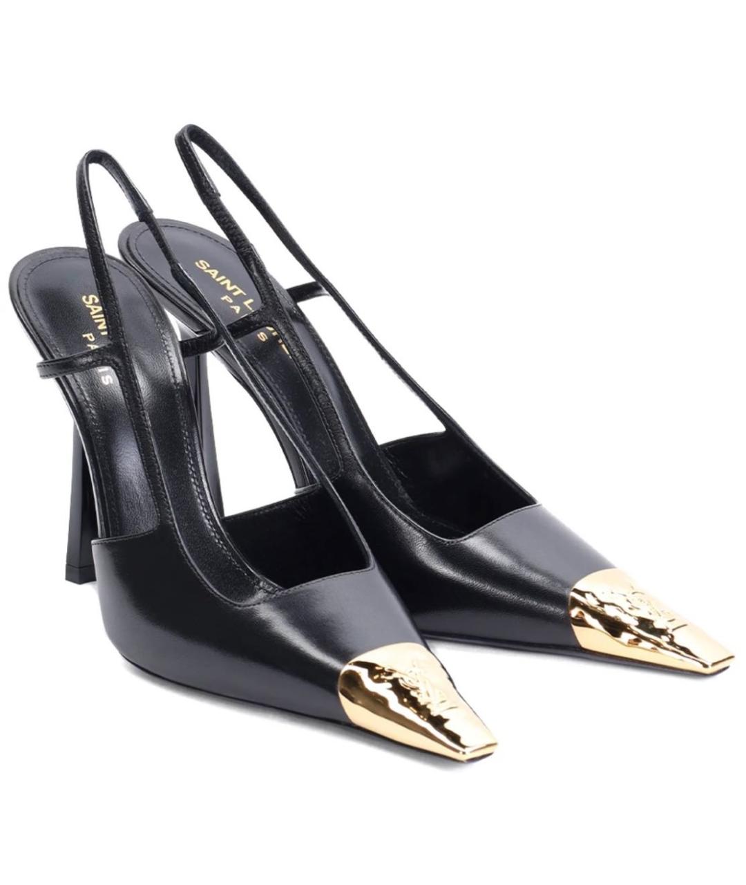 SAINT LAURENT Черные кожаные туфли, фото 2