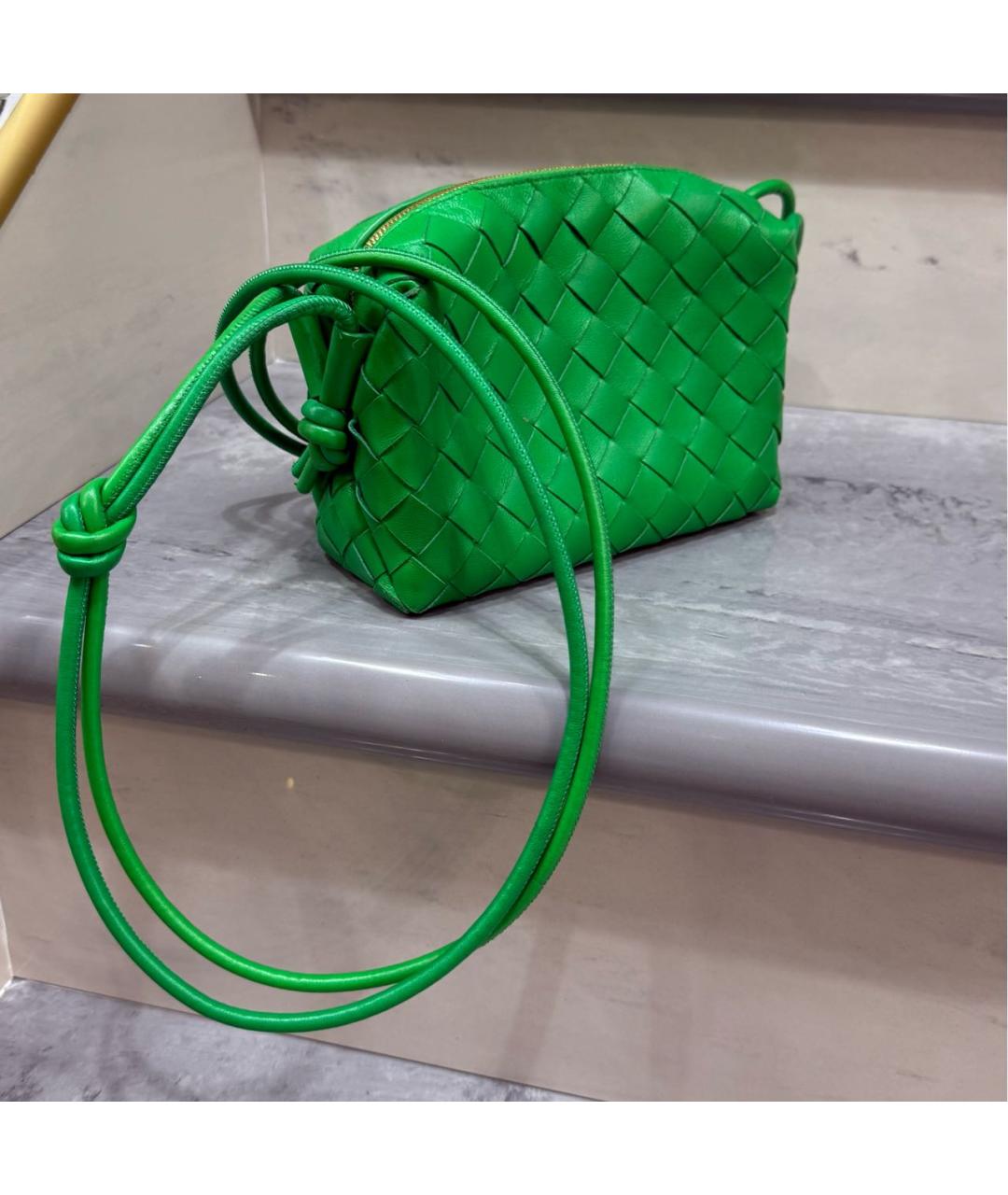 BOTTEGA VENETA Зеленая кожаная сумка через плечо, фото 2