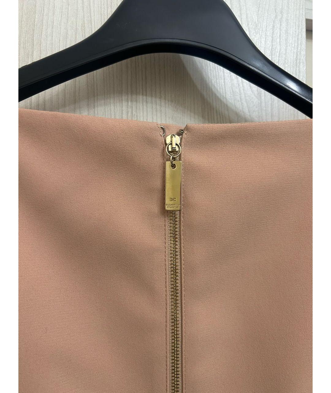 ELISABETTA FRANCHI Бежевое полиэстеровое коктейльное платье, фото 4