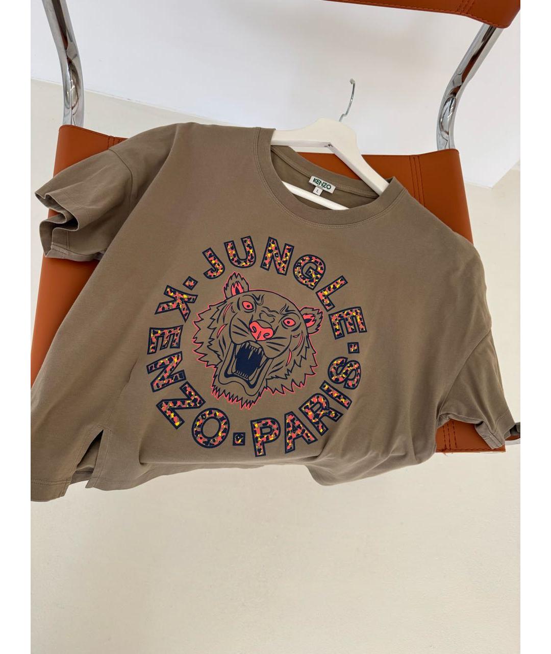 KENZO Хаки хлопковая футболка, фото 7