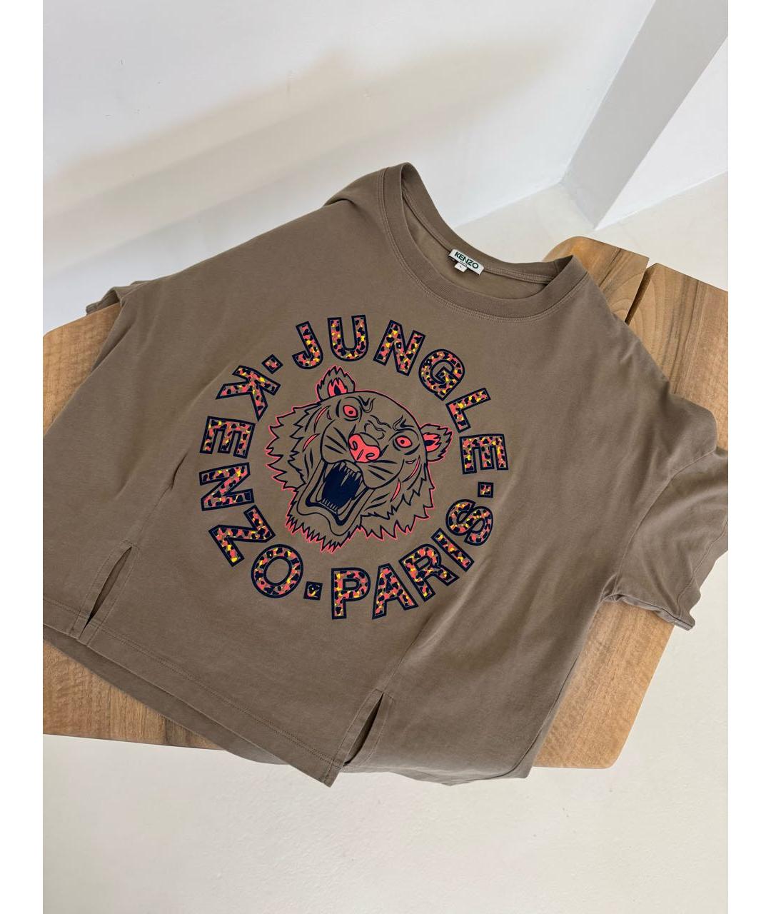 KENZO Хаки хлопковая футболка, фото 2