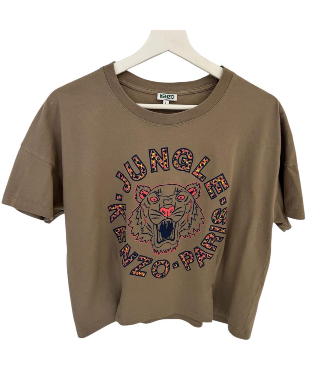 KENZO Хаки хлопковая футболка, фото 8