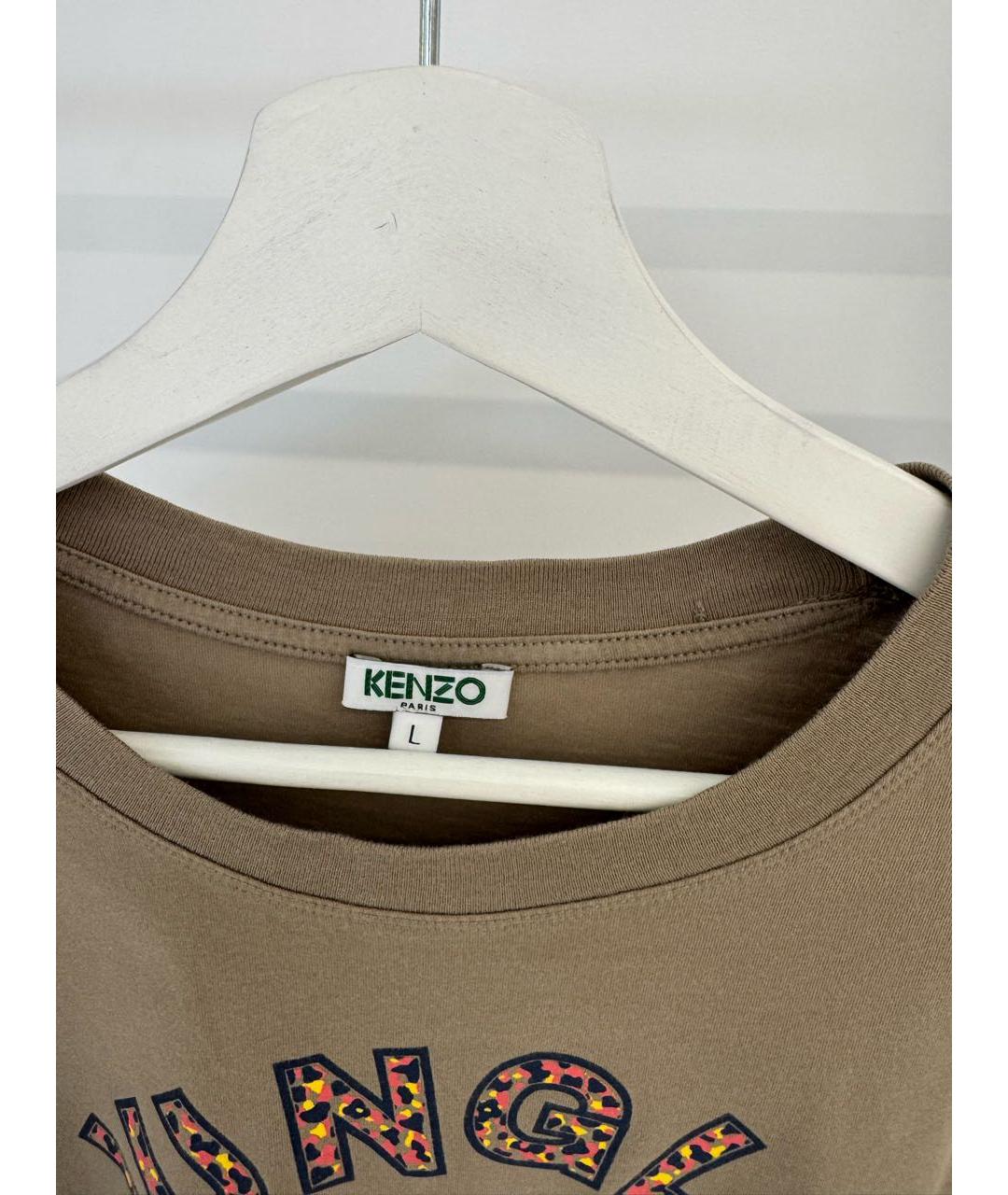 KENZO Хаки хлопковая футболка, фото 5