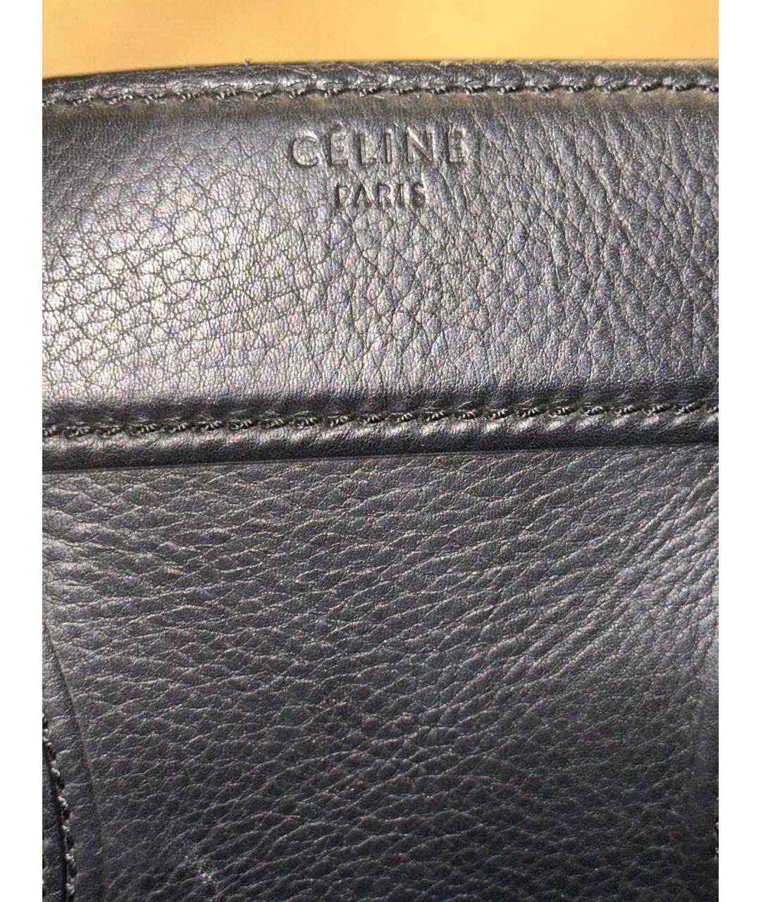 CELINE Черная кожаная сумка с короткими ручками, фото 5