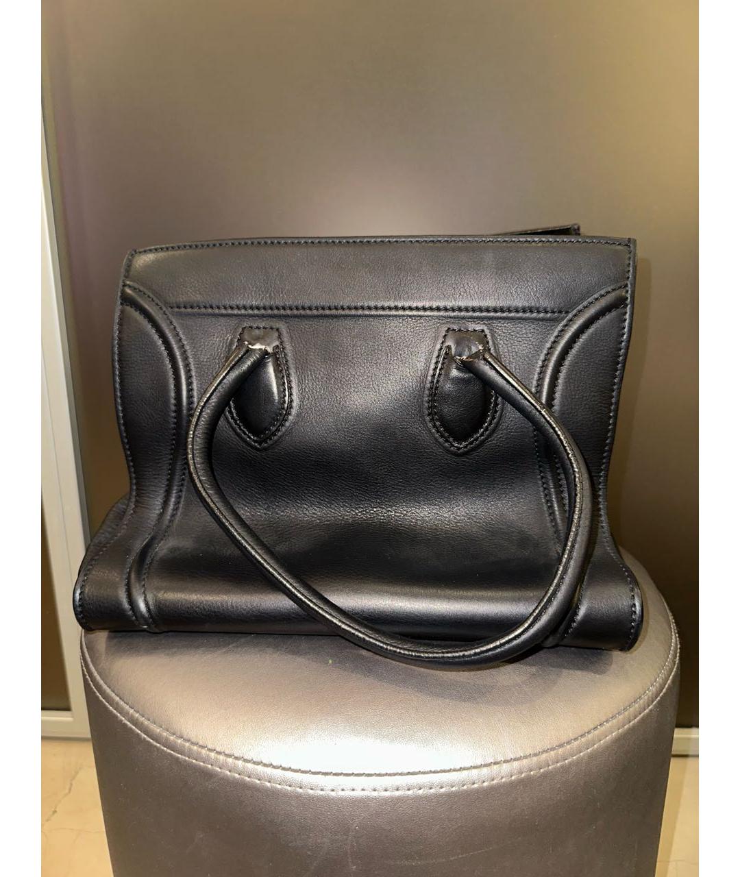 CELINE Черная кожаная сумка с короткими ручками, фото 6