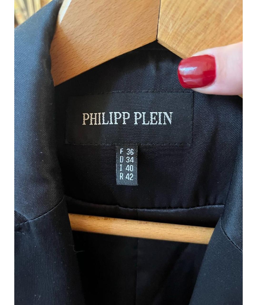 PHILIPP PLEIN Черный атласный жакет/пиджак, фото 3