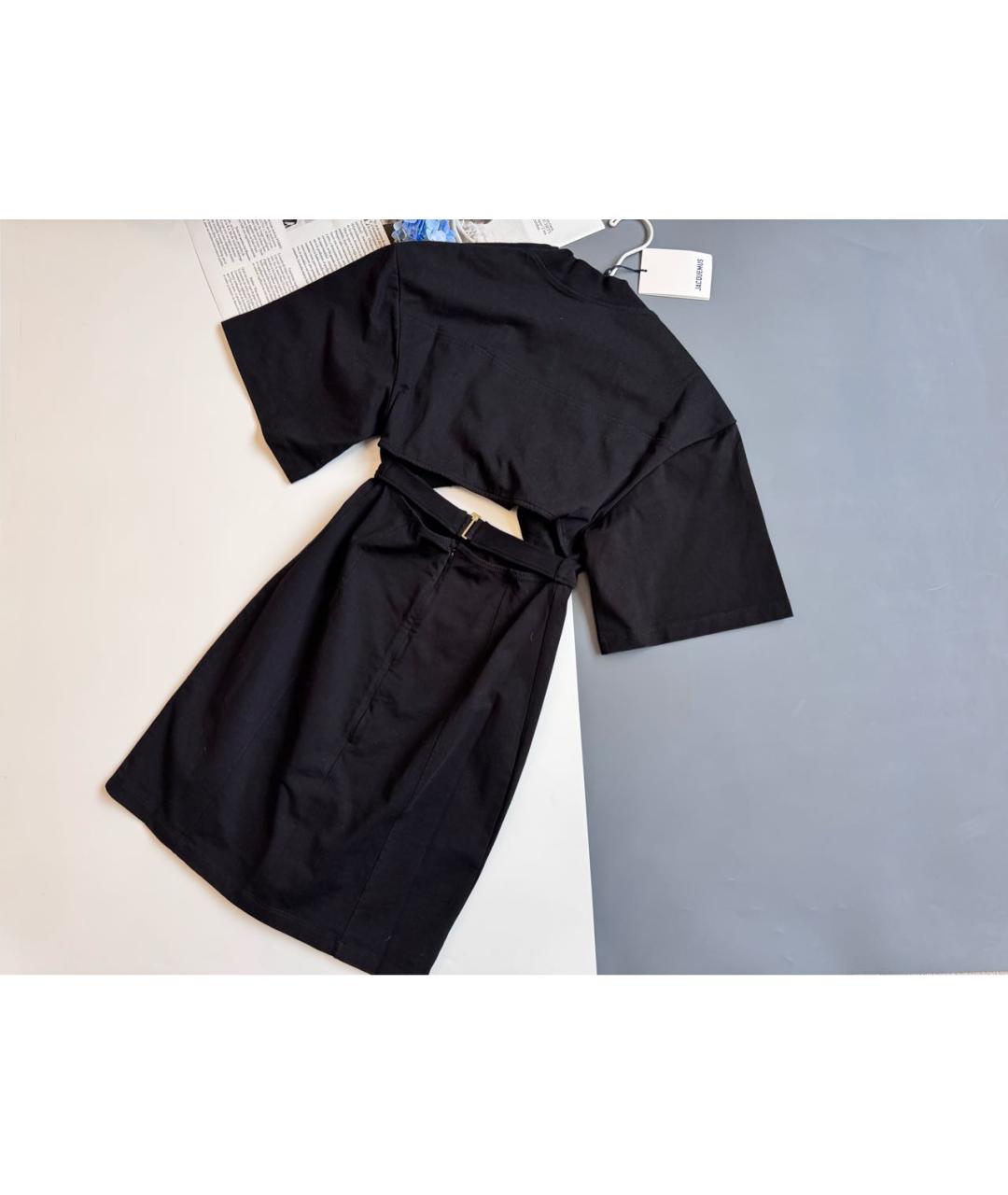 JACQUEMUS Черное хлопко-эластановое платье, фото 5
