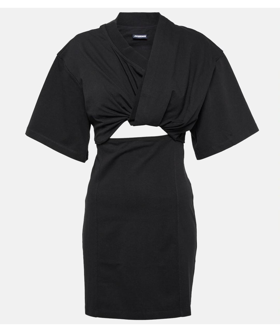 JACQUEMUS Черное хлопко-эластановое платье, фото 8