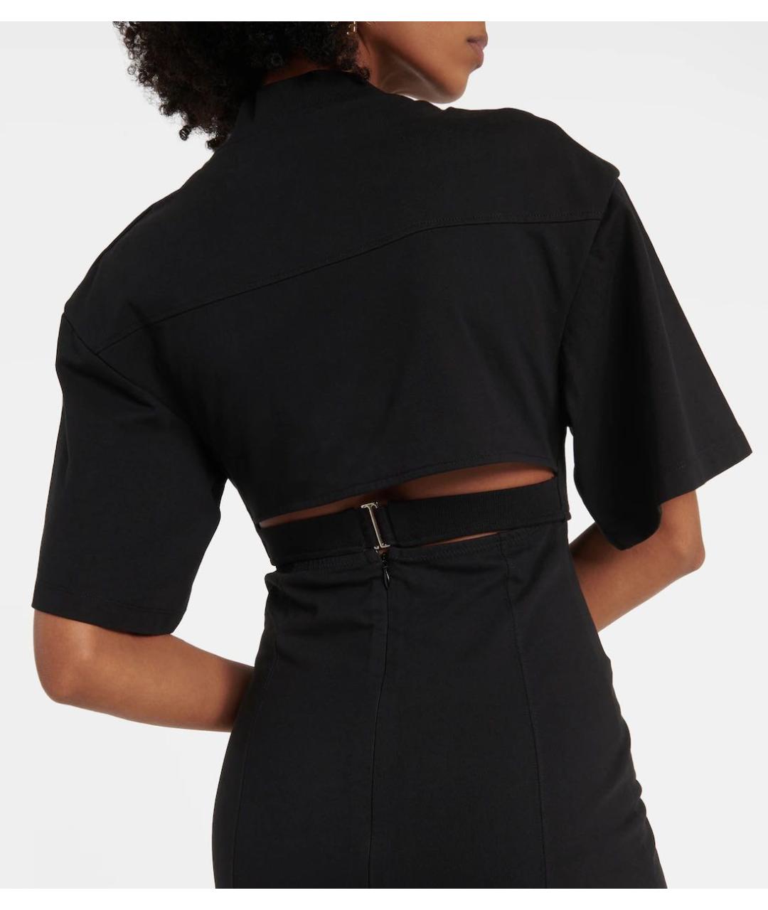 JACQUEMUS Черное хлопко-эластановое платье, фото 3