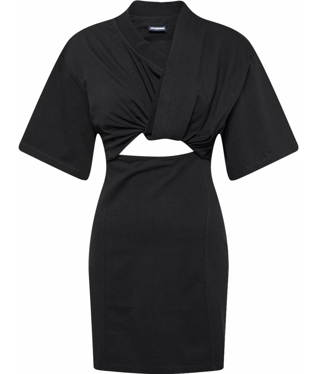 JACQUEMUS Черное хлопко-эластановое платье, фото 1