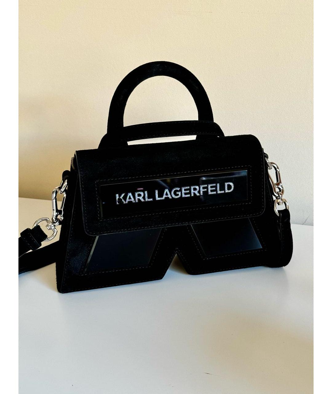 KARL LAGERFELD Черная бархатная сумка через плечо, фото 3