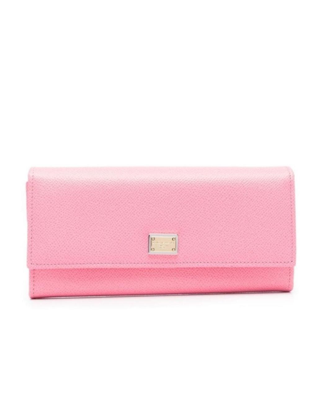 DOLCE&GABBANA Розовый кожаный кошелек, фото 1