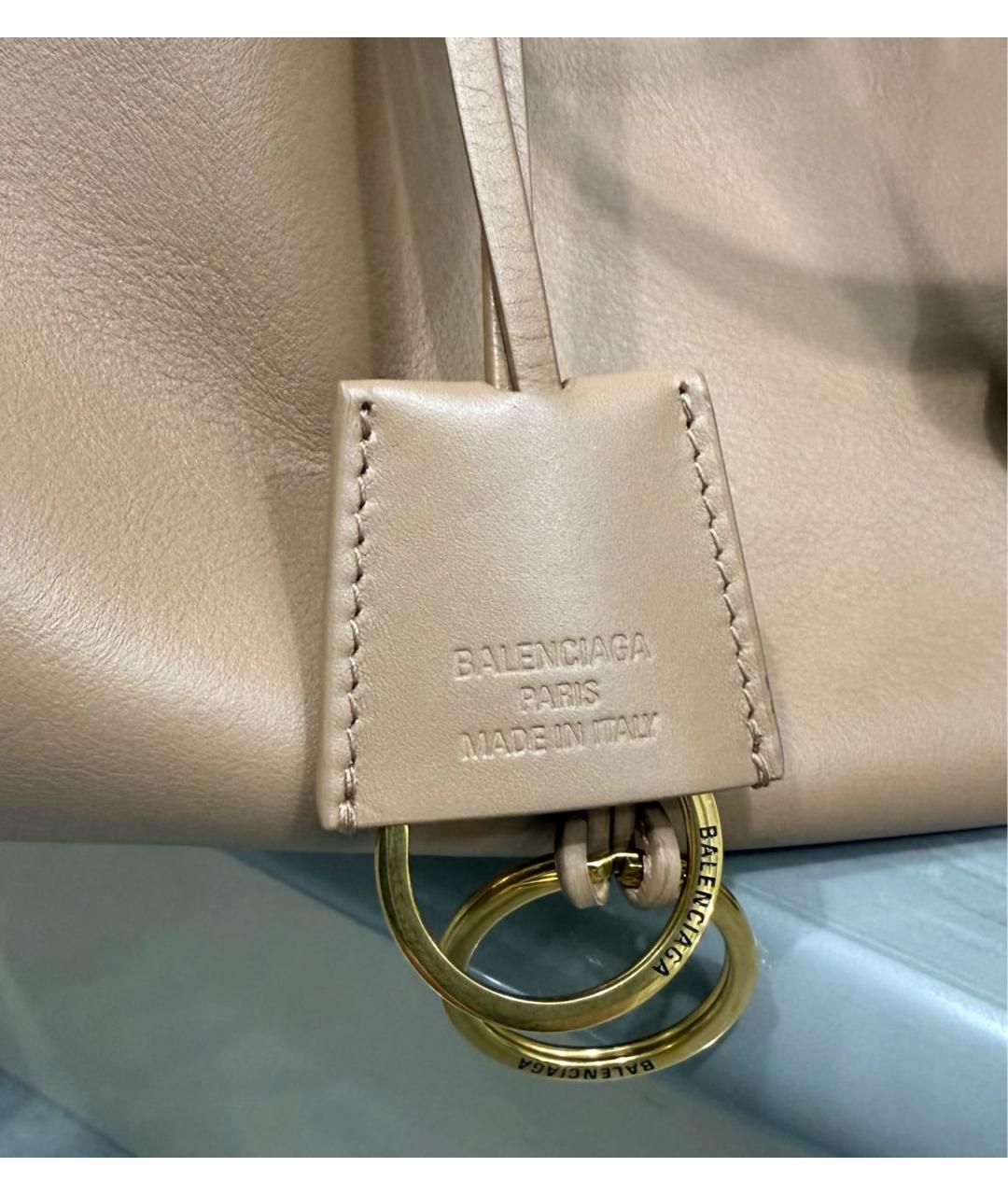 BALENCIAGA Бежевая кожаная сумка тоут, фото 6
