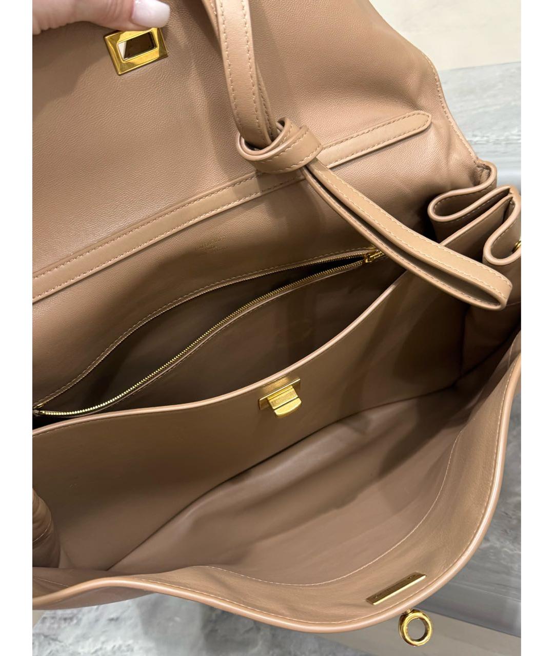 BALENCIAGA Бежевая кожаная сумка тоут, фото 5