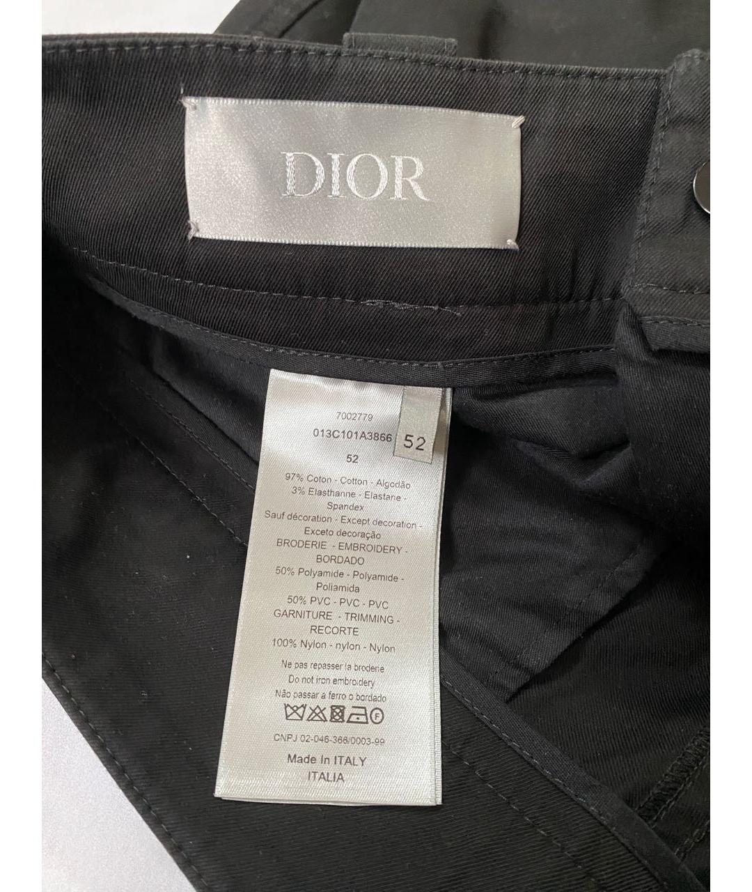 CHRISTIAN DIOR Черные хлопковые повседневные брюки, фото 3