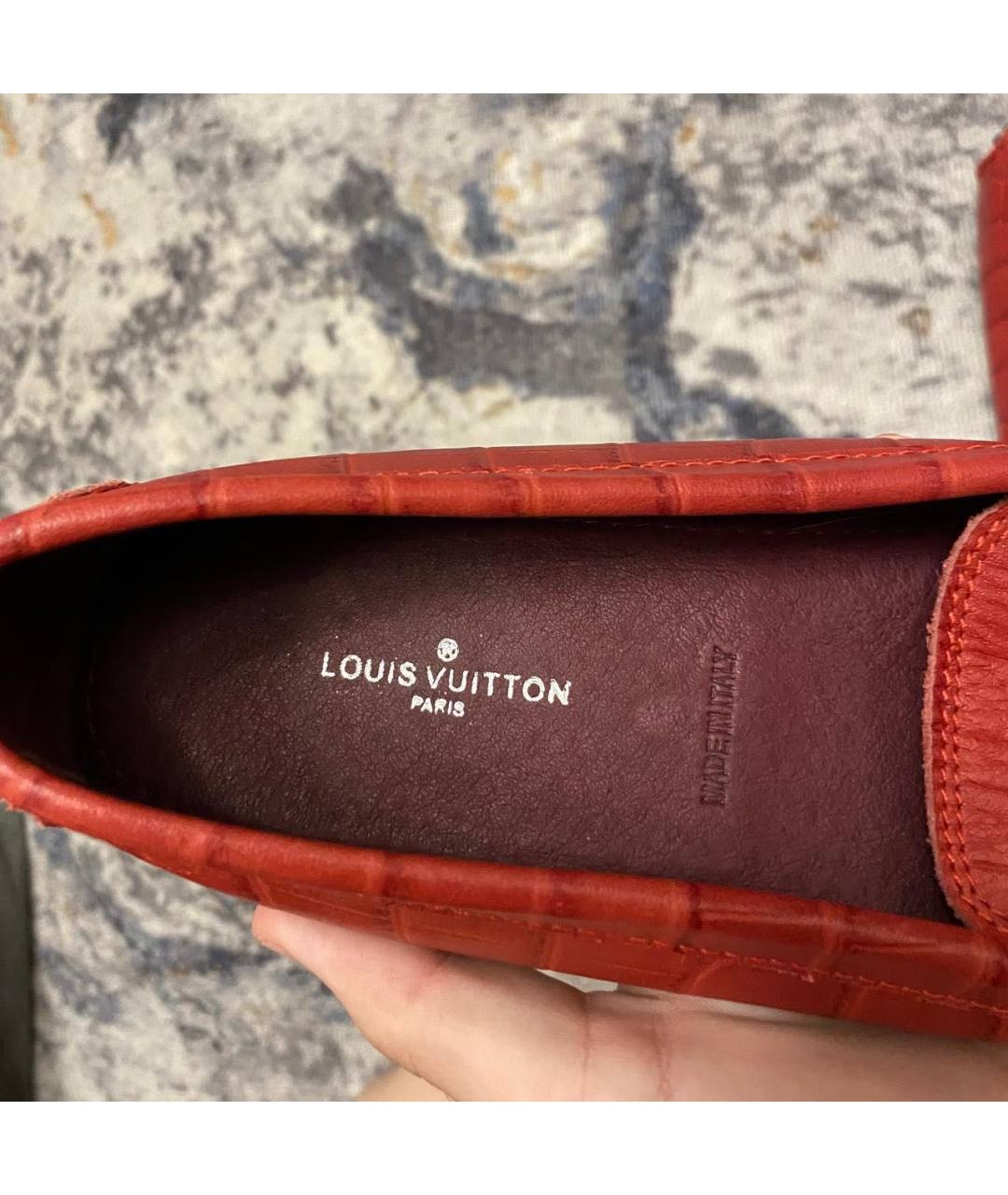 LOUIS VUITTON Красные кожаные мокасины, фото 3